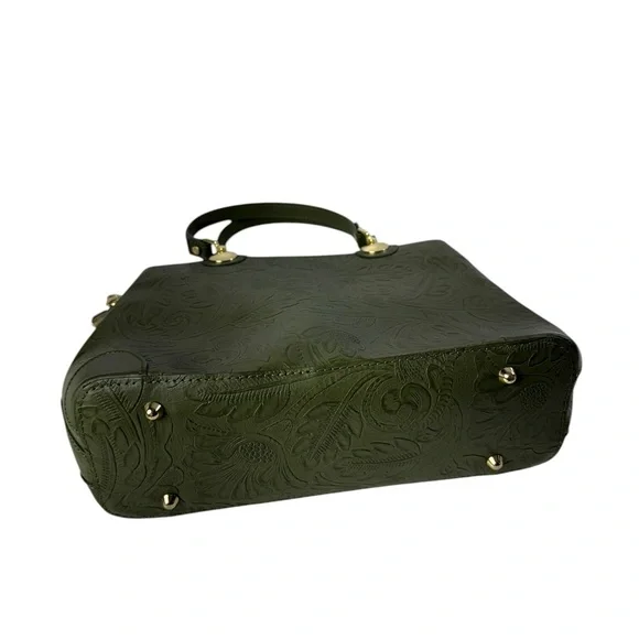 ZAGARA floral embossed Leather handbag ~ Made in Italy